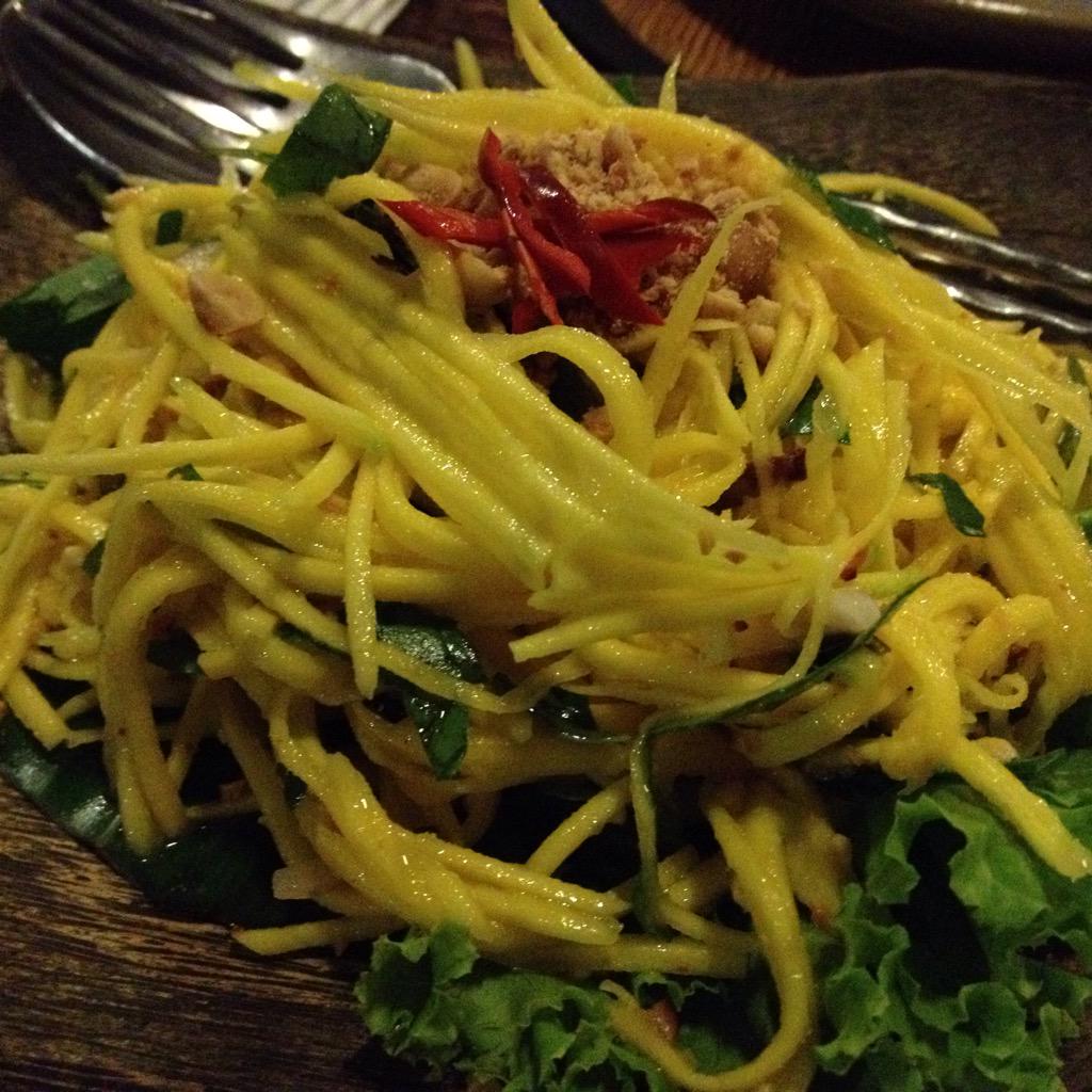 Eatelish's tweet image. Unbelievably delicious raw mango salad with basil and a tangy lime dressing! #sugarpalm #cambodia #travel best dish!