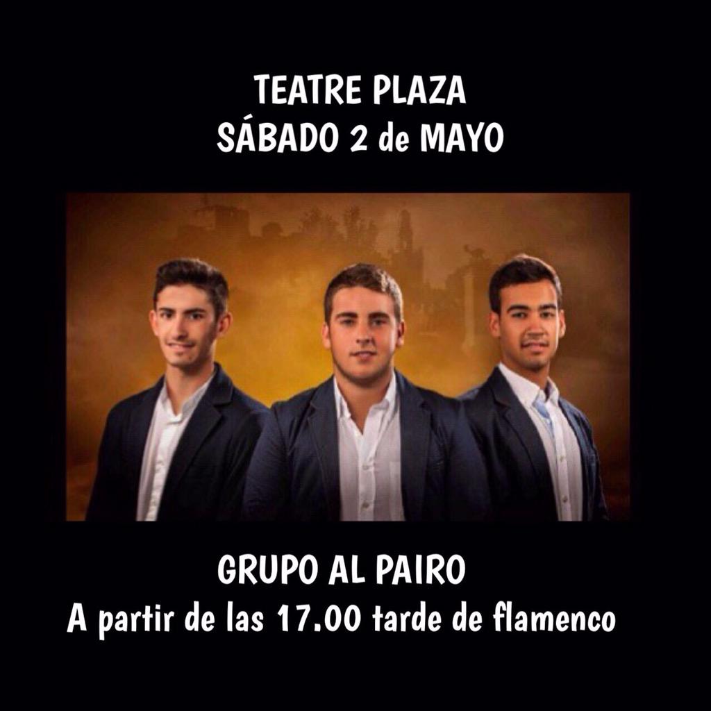 josemardo22's tweet photo. Esta tarde en TEATRE PLAZA tarde de flamenquito👏🙋 a partir de las 17.00h con el GRUPO AL PAIRO te esperamos! http://t.co/TFCs9fa411