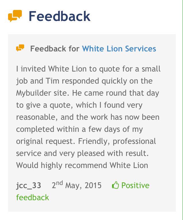 More Great feedback from a happy customer on our <a href="/mybuilder/">MyBuilder</a> profile #tradetalk