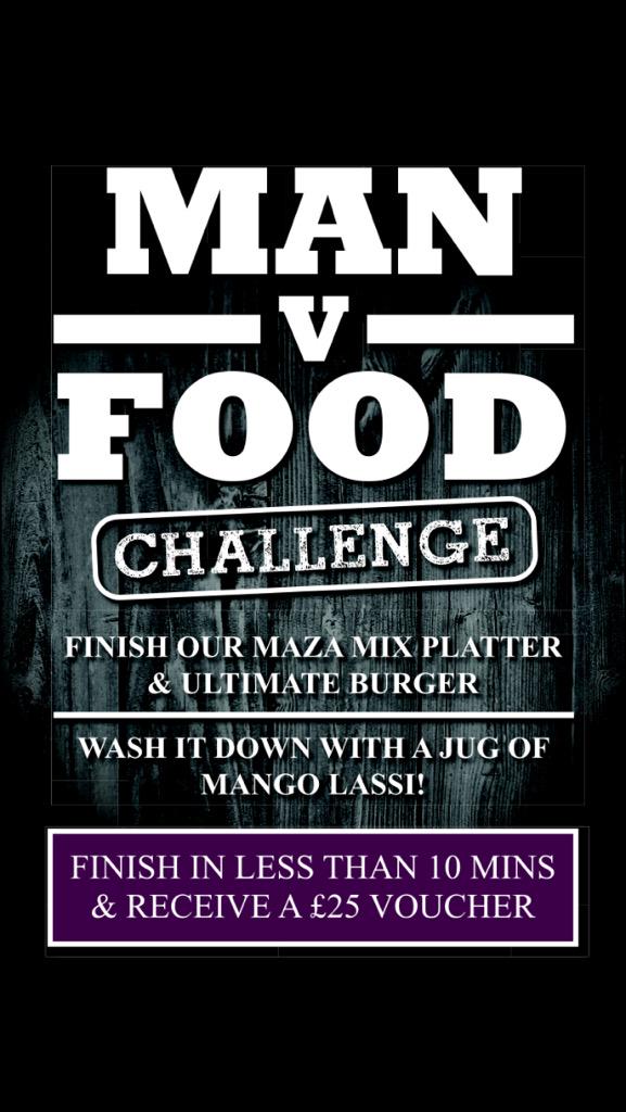 MazaRestaurant's tweet photo. Who dare tries our Man v Food challenge? Winner receives a £25 Maza voucher! http://t.co/xPE5684cB4