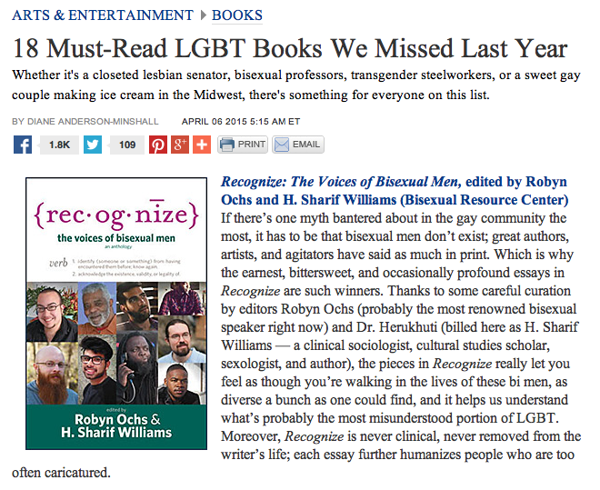 Now that the Virtual Book Club has started 4 <a href="/RecognizeBiMen/">RecognizeBisexualMen</a>, we hope you'll join the dialogue with the contributors.