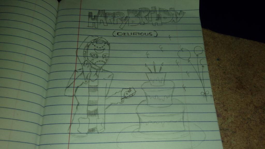 JcboyXD's tweet photo. happy crazy birthday again @H20_DELIRIOUS i draw it myself delirious i hope you like it your cake will explode lol http://t.co/toSSwmTiBZ
