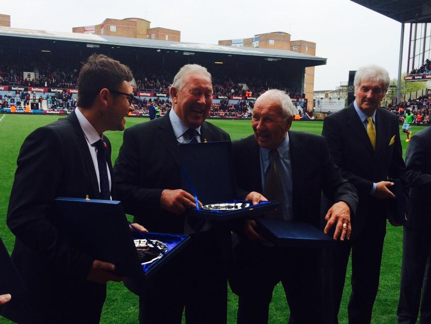 WestHam's tweet photo. ECWC: The 1965 #ECWC winners are presented with commemorative plates 50 years on from West Ham's greatest night #COYI http://t.co/XrkqUv8BPD