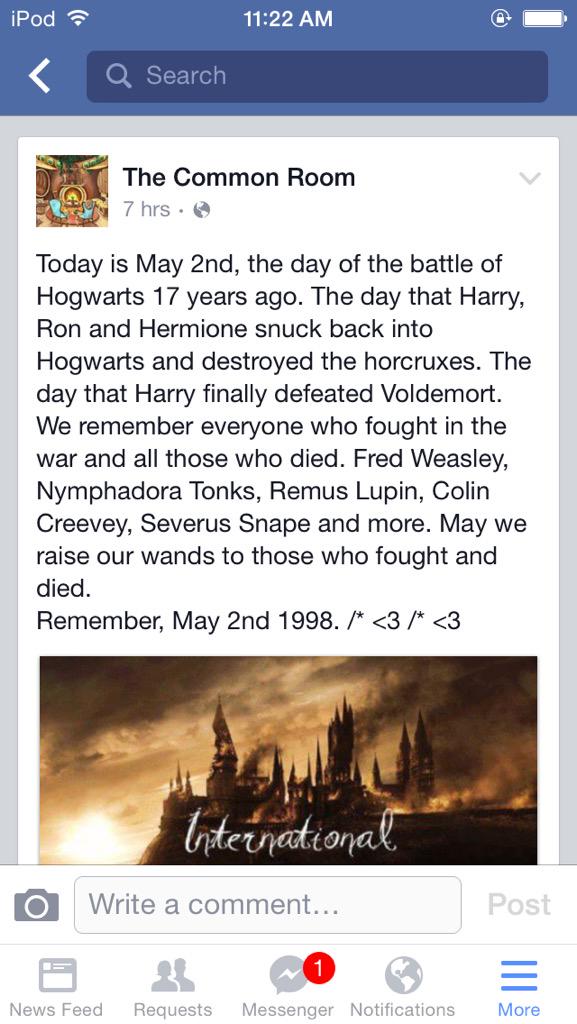 jacobtrenton08's tweet photo. how come #may1998 #HarryPotter #BattleOfHogwarts aren't trending ? #RIP #InternationalHarryPotterDay http://t.co/fp5pnKOgk4