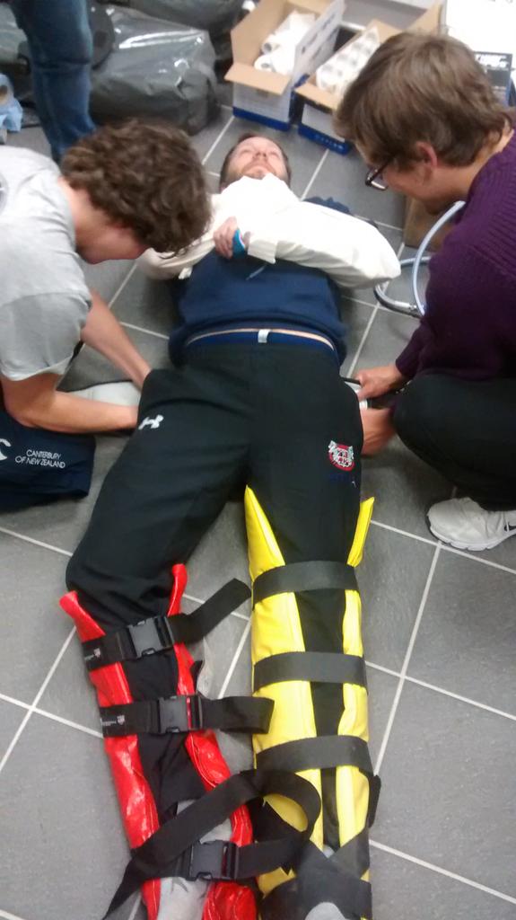 Lubasmedical's tweet photo. #fracture management #splinting practice @cardiffuni with #physiotherapy students!! James has multiple fractures!! http://t.co/PyFkU1mBQ7