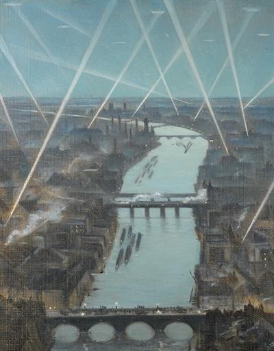 artistwar's tweet photo. Among the London Searchlights by CRW Nevinson (1916)  #ww1 http://t.co/1jLpibcnLB