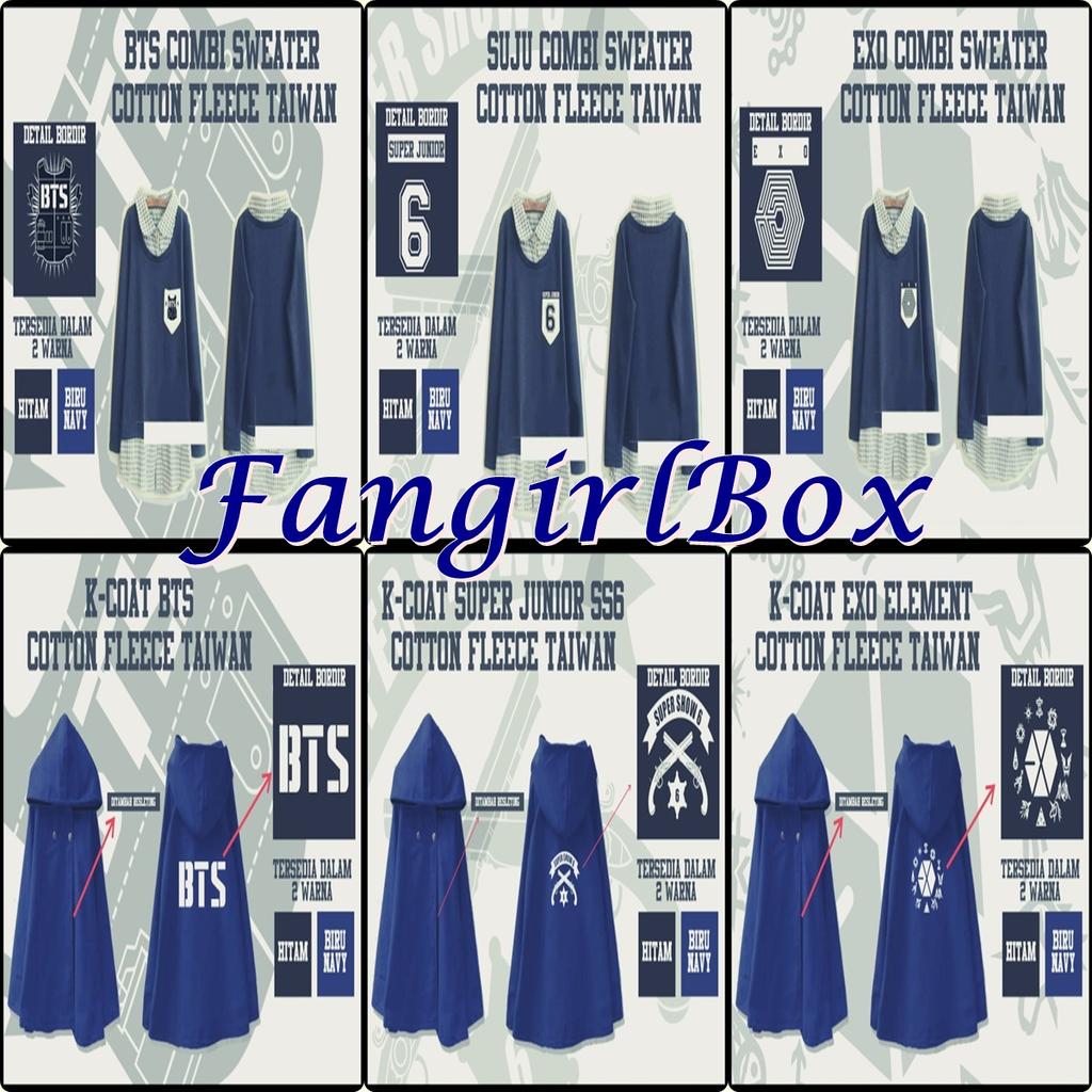 [PO] Combi Sweater &amp; K-Coat SUJU, BTS, EXO 144rb. Full bordir. Warna Navy blue&amp;Hitam Ask/order 083856895900