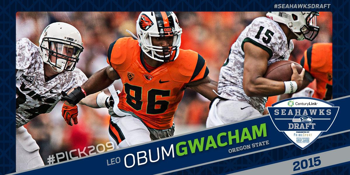 Seahawks's tweet photo. With #Pick209 the #SeahawksDraft Leo @obumg from @OSUBeaversFB.
#NFLDraft http://t.co/gYtkY1HOuy