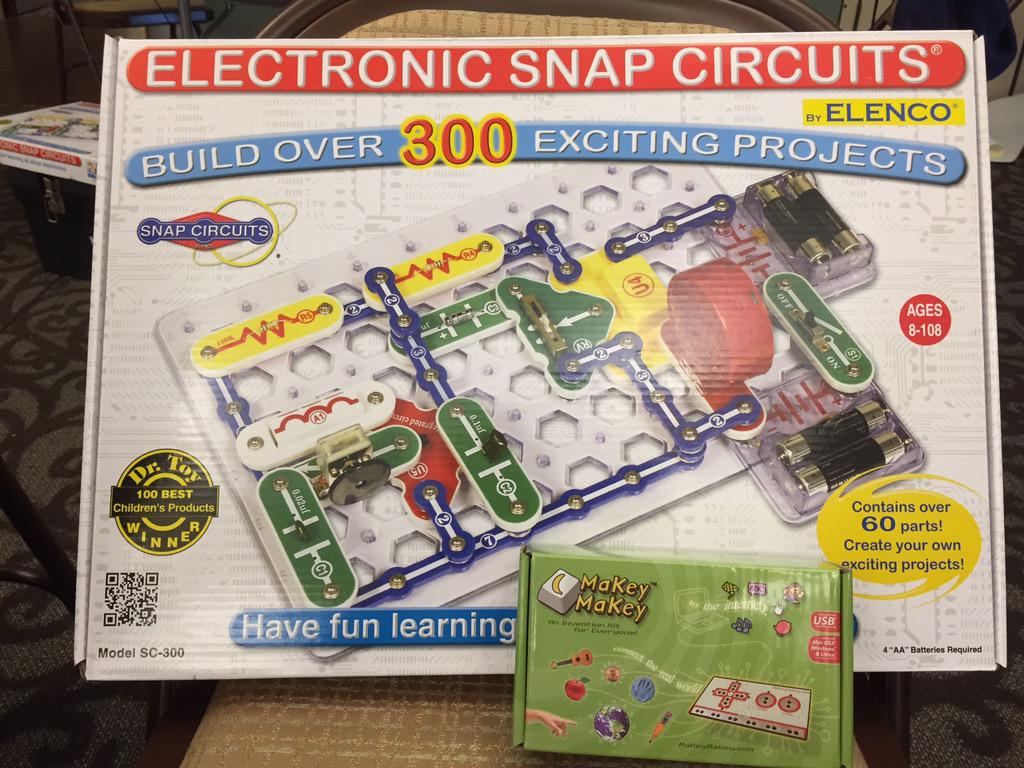 barhamchristy's tweet photo. Excited about my prizes! Thanks @TheJoyLabz @SnapCircuits @edcampmaker #edcampmaker http://t.co/j2z8UpA6e5