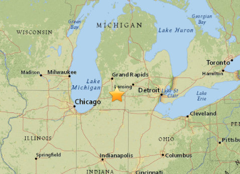 BuzzFeedNews's tweet image. Preliminary 4.0-magnitude earthquake strikes 5mi south of Galesburg, Michigan, per @USGS on.doi.gov/1bOlrxZ