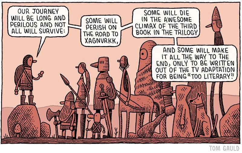 'Too literary'? / Por supuesto, y por esa razón (también), magnífica / Una viñeta del gran <a href="/tomgauld/">Tom Gauld</a> /