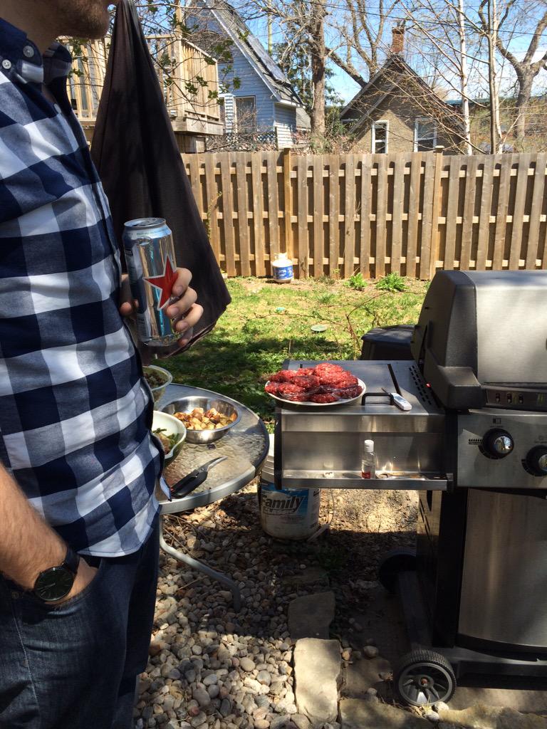 Elysevh's tweet photo. Dave's homemade burgers ready for grilling... #BS2K http://t.co/FlwjC8zHPi