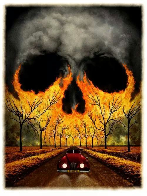 amhaunted's tweet photo. Though out of his way, the driver wisely decided to take detour around the flaming sky skull https://t.co/P2ud7jrGJR http://t.co/wje3OnldlE
