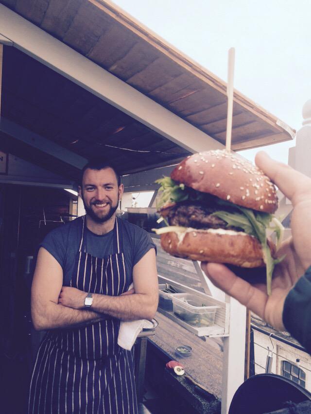 ChefTomHunt's tweet photo. Charlie proud of his prime BBQ skills. #pasturefedlamb @naththebutcher #merguezburger #middleeasternbbq http://t.co/t8g3gHo2Kl