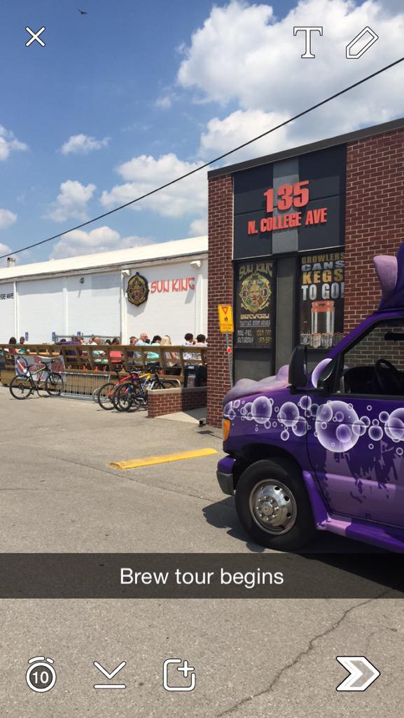 HippoPartyBus's tweet photo. My crew is digging the new patio at @SunKingBrewing.  #HippoBrewTour #Indy http://t.co/RxKhZxNcSu