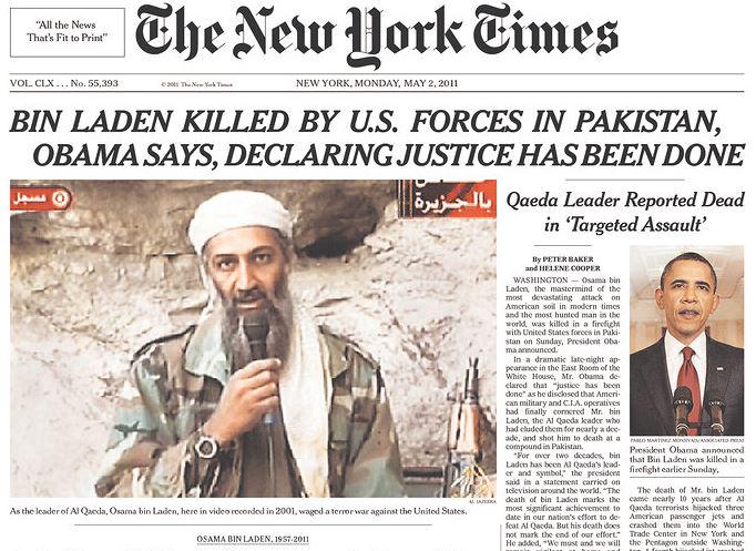 New York Times Otd Otd May 2nd 11 Osama Bin Laden Killed By U S Forces In Pakistan Nytimes Http T Co Yynbzxmsuf