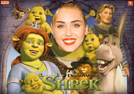 mileycyruswc's tweet photo. @MileyCyrus Miley is Happy in family Shrek😆😍 http://t.co/O9kXY6VycG