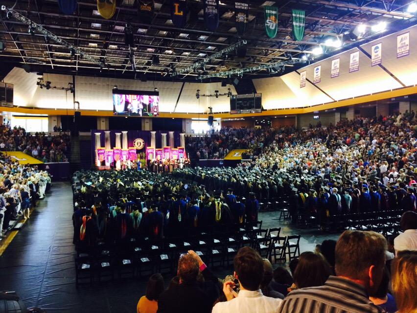 lipscomb's tweet photo. The soon-to-be graduates are in the arena! Congratulations graduates!! #bisongrad15 http://t.co/l0lwakFToy