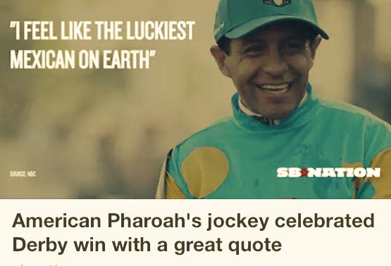 nancyplanb's tweet photo. Haha... Great answer... #luckymexican #winning #AmericanPharoah http://t.co/fuN6Wl3bvs
