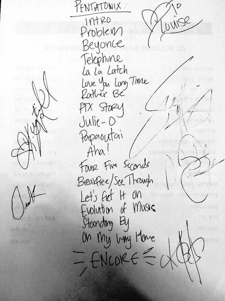PTXofficial's tweet photo. Here's your signed virtual set list @L_ou_ise!! ☺️ #PTXBIR #OnMyWayHomeProject http://t.co/qHU66taxM2