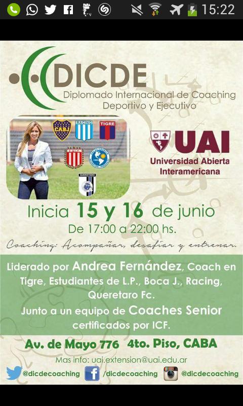 dicdecoaching's tweet photo. DICDE Inicia 15 de junio @UAIExtension Despues de una Conversación cambia la manera de ver el Mundo" @AndreaCoaching http://t.co/IGGZNXH2wE