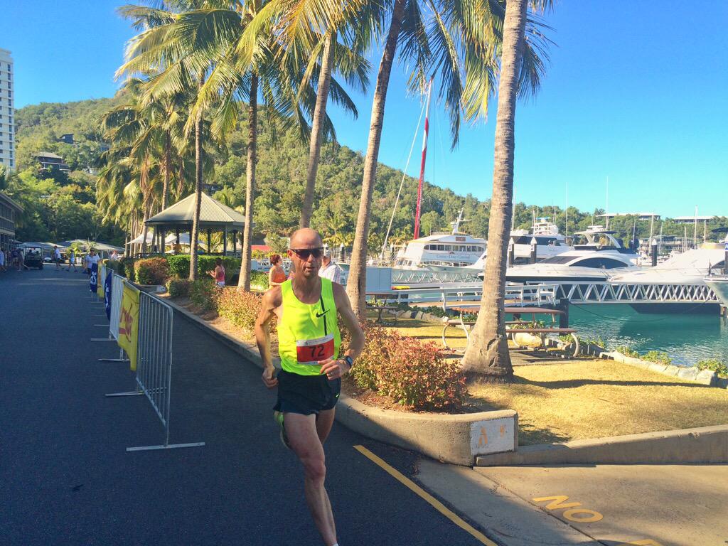 HamiltonIsland's tweet photo. The great @steve_mona holds 1st place with only 100 meters to go... #HamiltonIsland #HillyHalf #RaceHardRecoverHarder http://t.co/0qbJWHpeKu