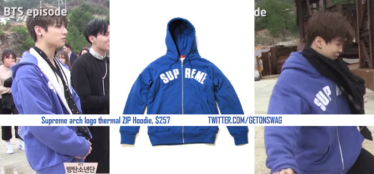 Beyond The Style ✼ Alex ✼ on X: #BTS #Bangtan #Supreme #BangtanBoys # Jungkook #Jimin Supreme arch logo thermal zip hoodie, $257  http://t.co/be8WsDXj5Y / X