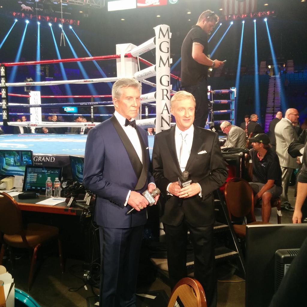solarsports's tweet photo. Michael Buffer and Jimmy Lennon Jr. #MayPac #BattleForGreatness #FightOfTheCentury #PacquiaoMayweather http://t.co/Q0jFztmYIU