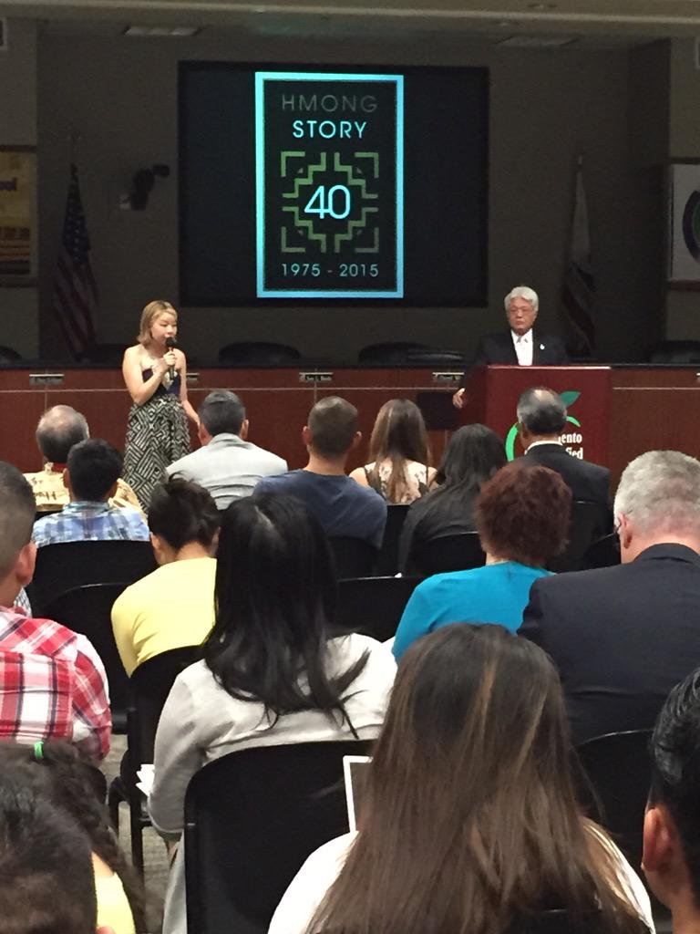 Hmongstory40's tweet photo. Koua speaking on the shared experiences/intersections of stories across all communities in CA, this is #hmongstory40 http://t.co/bJ1JunKtZe
