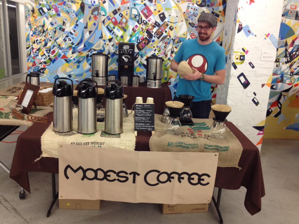 watchwith's tweet photo. Big props to @ModestCoffee keeping hackers fueled thru the night! @1871Chicago #INTXHACK http://t.co/thbkZPN7S8