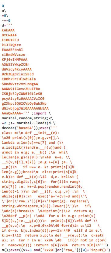 Fylwind's tweet photo. discovered this little gem I wrote 7 years ago :O
#obsfuscation #Python http://t.co/faoVBuUeAs