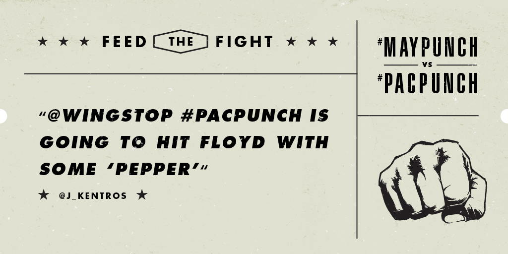 wingstop's tweet photo. Fight’s about to go down and @J_Kentros is weighing in with a #PacPunch #PacquiaoMayweather: http://t.co/VT5Oug9Aw6