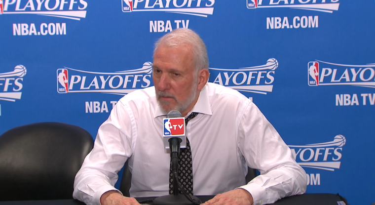 spurs's tweet photo. Tim &amp; Coach Pop react to Game 7.

WATCH: http://t.co/khl5LXEBmq http://t.co/YCg8Lypden