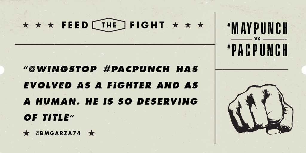 wingstop's tweet photo. #PacPunch is proving it with every jab. @BMGARZA74 #MayPac http://t.co/Y6ZNe5mVYv
