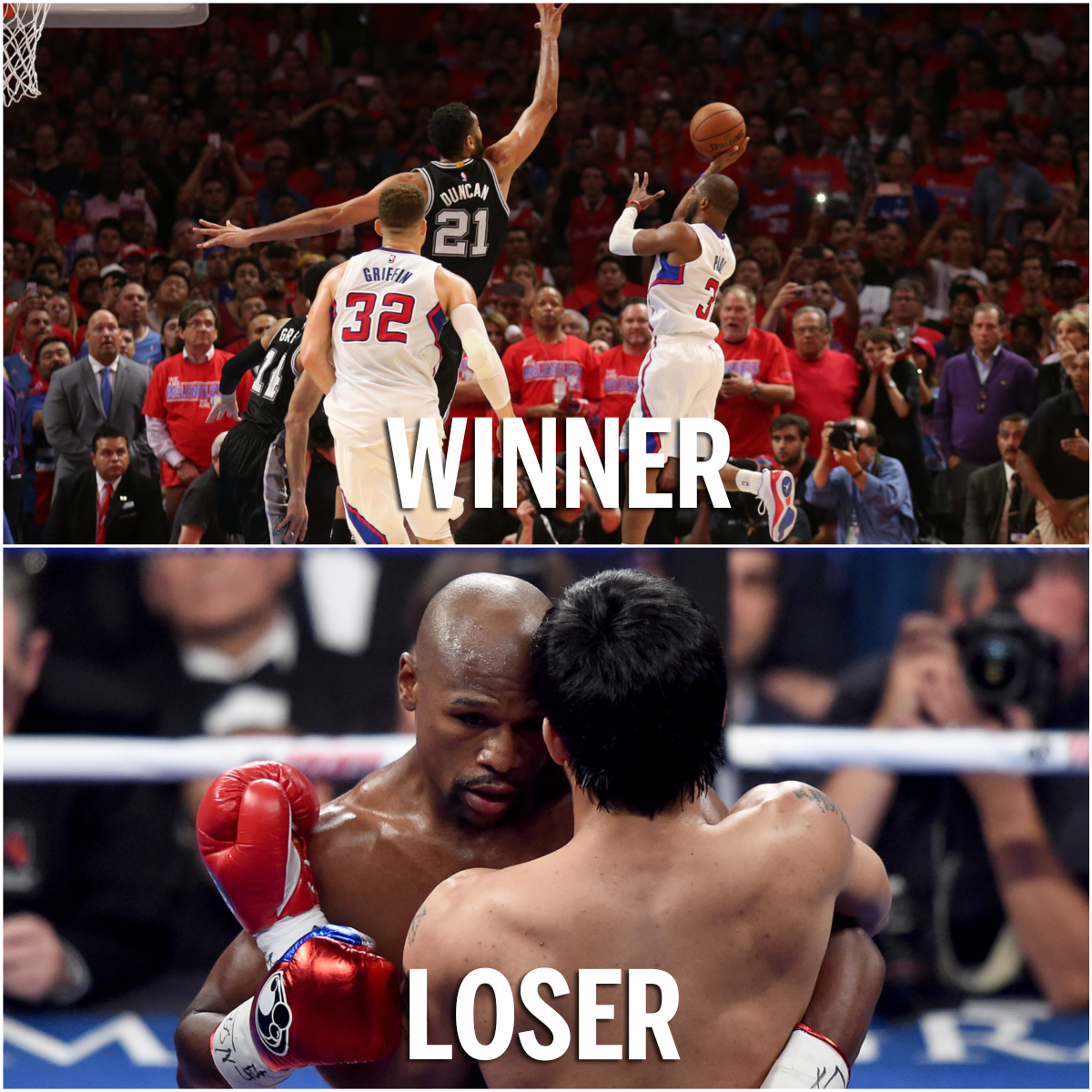 BleacherReport's tweet photo. The real winner and loser from tonight http://t.co/nndAC9l7Ux