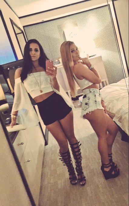 I don't know if Vegas ready for this👯 #doubletrouble @abbyleebrazil @Surrender http://t.co/pFJXYiJL3<a href="/tag/doubletrouble"class="tags">#doubletrouble</a>