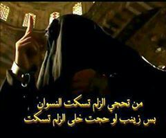 دخلت الشام يبن امي اسيرة..
هدمت عروشهة وجيتك اميرة.
ولو دهري سباني..
اضل..زينب تراني..
انة الحرة.