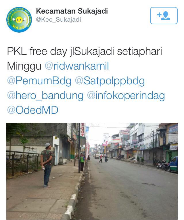 Terobosan baru di Bandung: PKL-Free Day. Ditunggu segera FactoryOutlet-Free Day dan Mall-Free Day nya!