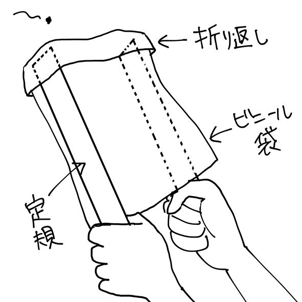 天井の照明に黒いテントウムシみたいなよくわからないやつがいて、ティッシュで潰すの気持ち悪いからこんな感じで採取して退治した。実家だったら虫取り網があるんだけど。 