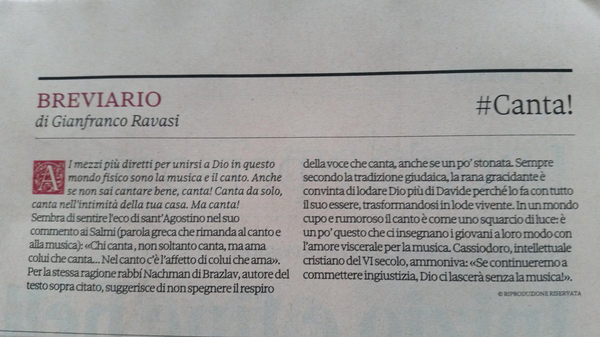 Sul <a href="/sole24ore/">IlSole24ORE</a> di oggi un consiglio quasi mistico su musica e canto...per tutti ;-)