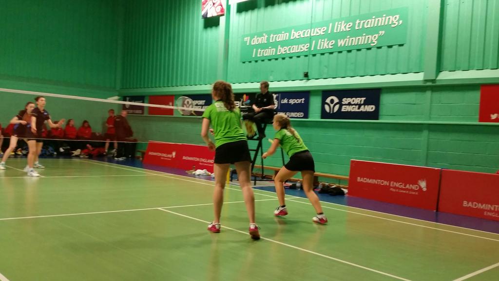 nmageedarragh's tweet photo. Dunne &amp;Stephenson in action in ladies doubles semi @coachdmagee @RichardLVaughan @bad_min_ton #Quad15 http://t.co/AkqDsWNjr0