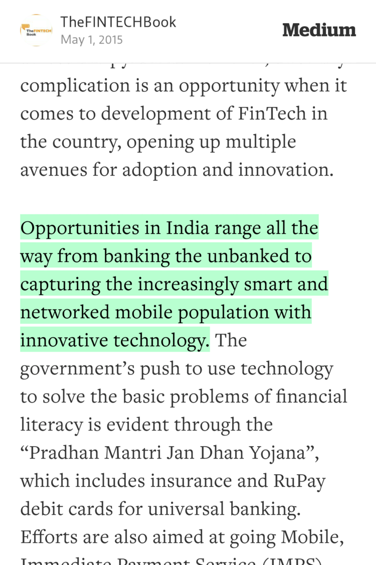 TheFINTECHBook's tweet image. “Emerging Markets: India and the Pyramid of Opportunity in #Fintech” by @maneeshbhandari medium.com/@TheFINTECHBoo…