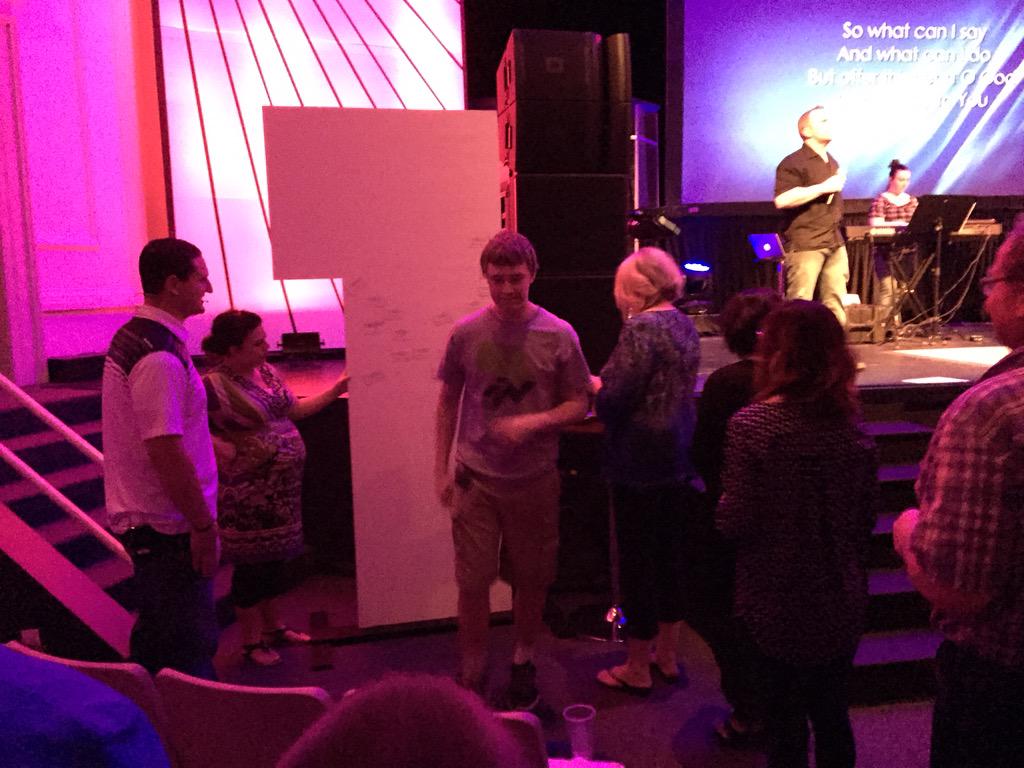ChristopherRygh's tweet photo. Celebrating in Grinnell this morning. Baptisms and long lines pinning up commitment cards. Inspired...again! PLC10 http://t.co/xvOcHJ1Wxn