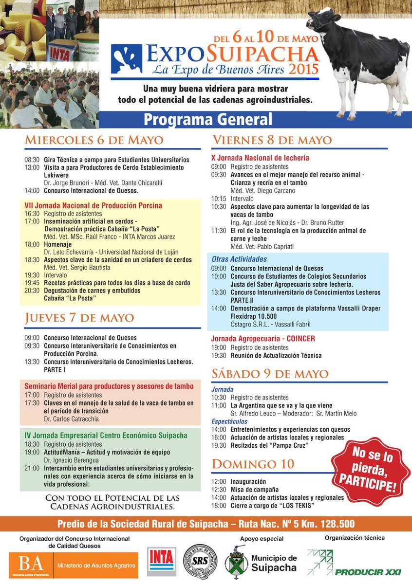 exposuipacha's tweet photo. ¡¡Del miercoles 6 al domingo 10, te esperamos en EXPOSUIPACHA!! http://t.co/Fd86n1rKxi