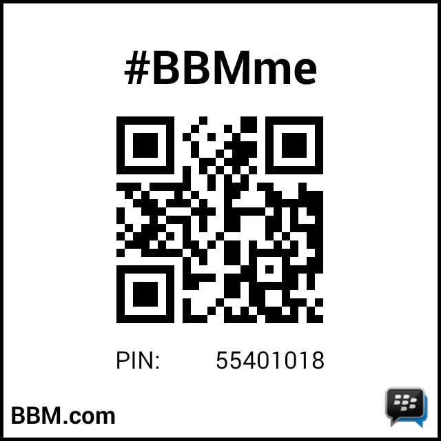 #BBMme PIN: 55401018
pin.bbm.com/55401018