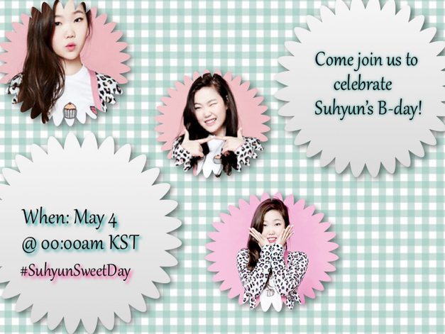 AKMU_news's tweet photo. Last reminder!Trend with us in a couple hrs to celebrate Suhyun's bday! 
All details are on the poster! see you then~ http://t.co/vfq1aXIIEN