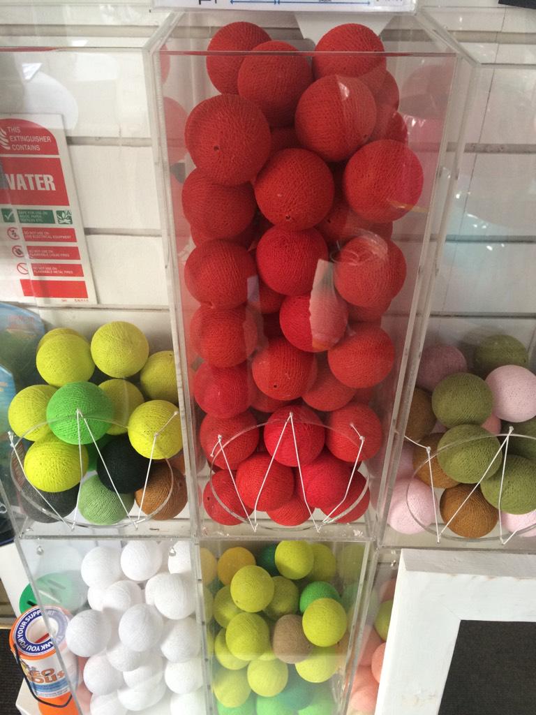 We sell these fun mix and match cotton ball lights. Look fantastic+you can change the colour easily. #shoplocal