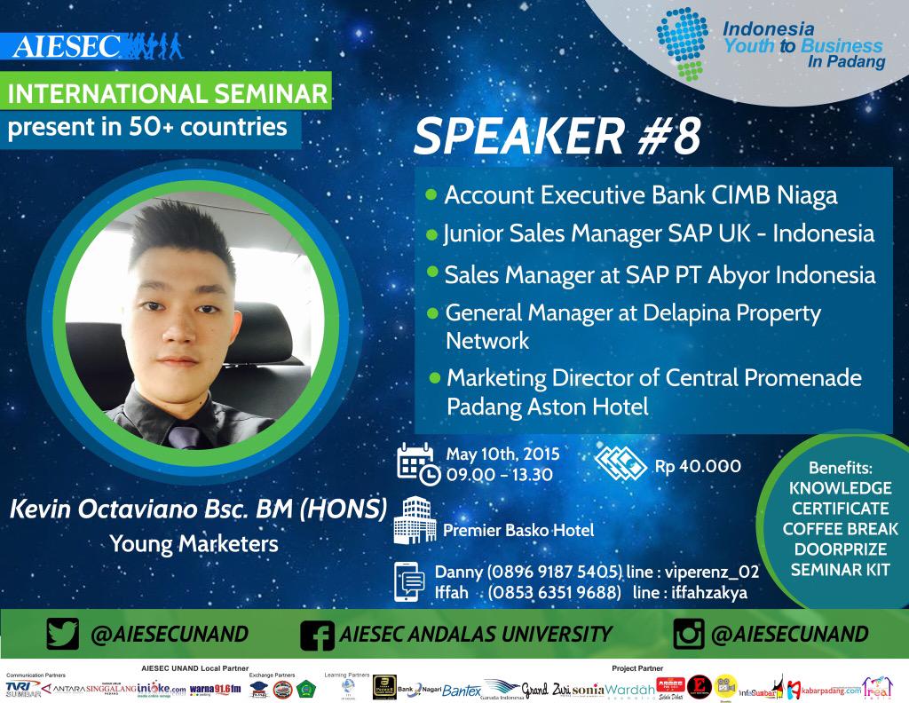 aiesecunand's tweet photo. Kevin Octaviano Bsc. BM (HONS) adalah Young Marketers. #PadangY2B2015 http://t.co/y1P8QQZ2Yv