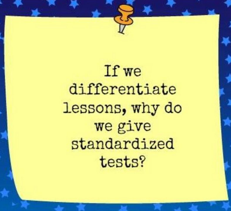 justintarte's tweet photo. If we differentiate lessons, then why do we give standardized tests? via @ToddWhitaker #edchat http://t.co/9MatoELEVn