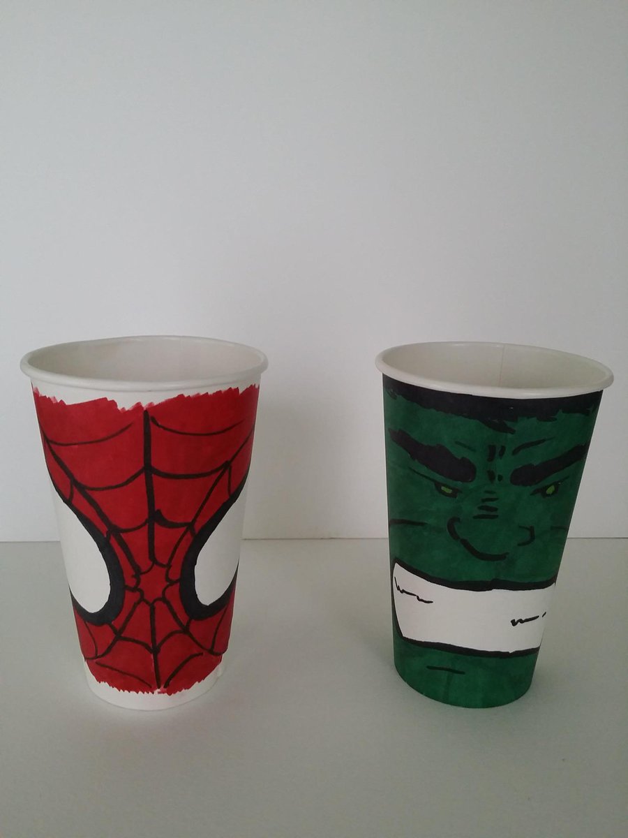 colringbk's tweet photo. I'm working on comic coffee cups for this weekends Artist &amp; Comic Expo in Peoria. http://t.co/UpOaCtg8FN